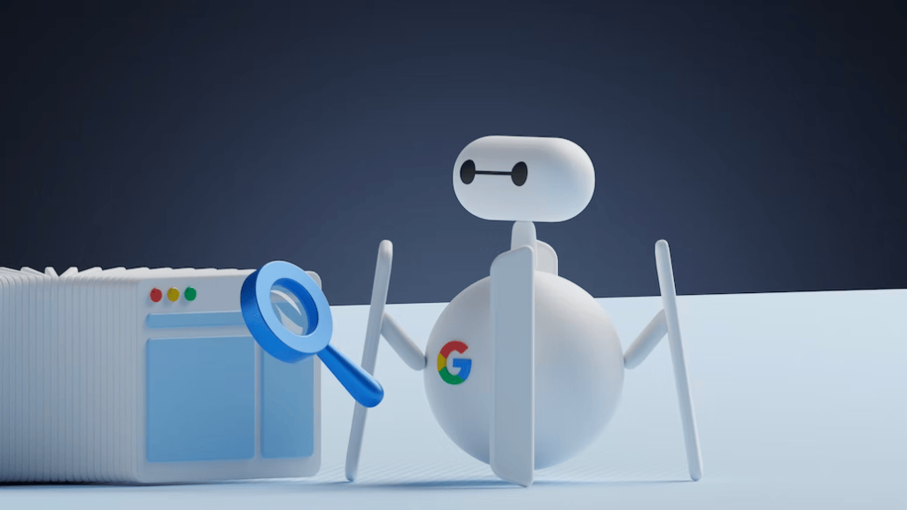 White robot with Google logo