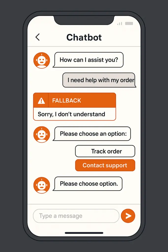 AI chatbot wireframe showing user flow and interface