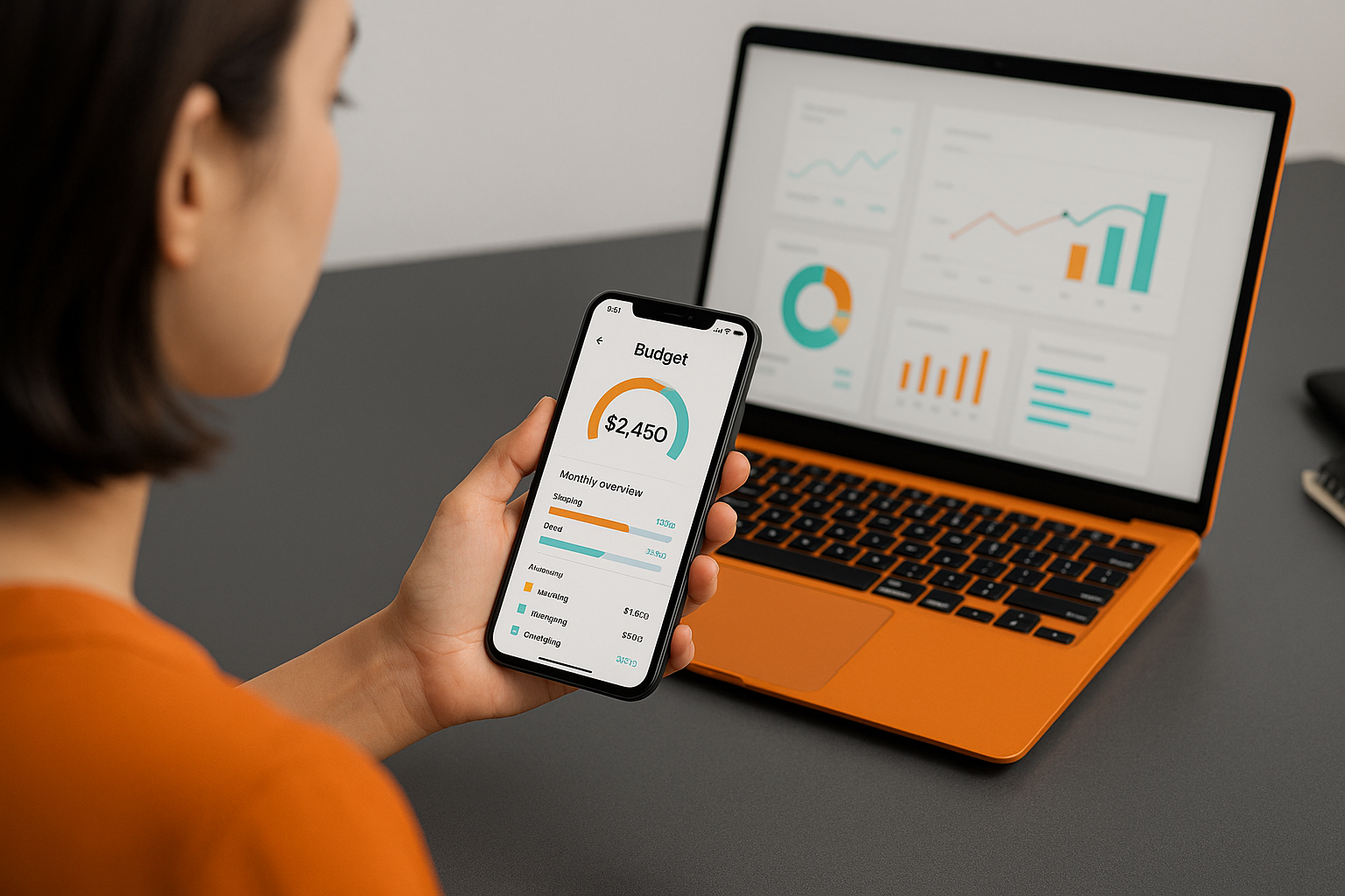 free ai tools for personal budgeting 2026 showing mobile app dashboard with charts