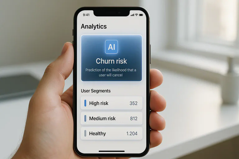 Mobile app showing AI churn prediction