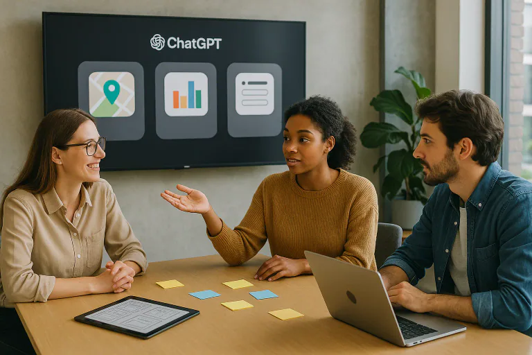 Product team planning ChatGPT apps on screen