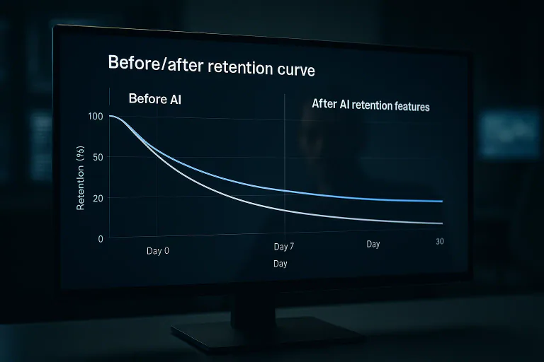 Before and after AI retention curves